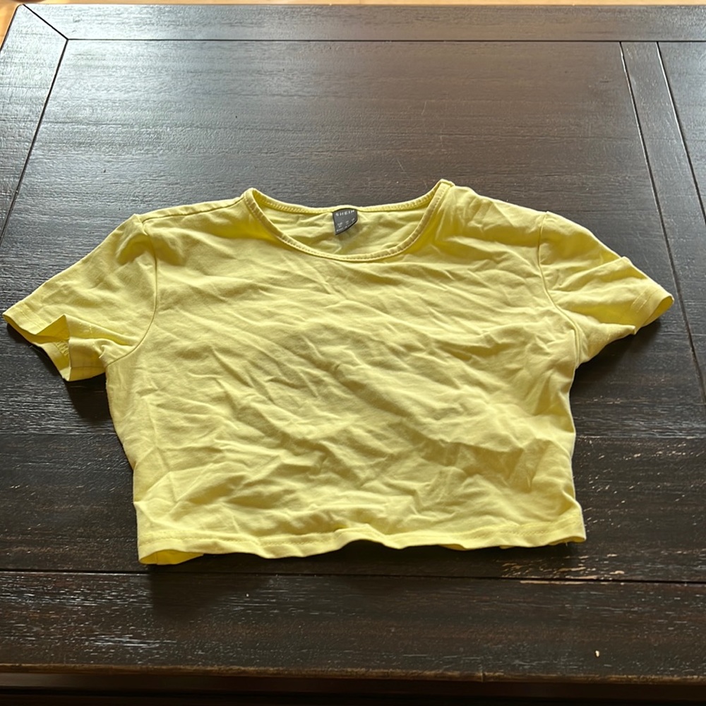 Yellow crop top with open back